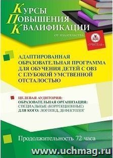 Повышение квалификации по программе "Адаптированная образовательная программа для обучения детей с ОВЗ с глубокой умственной отсталостью" (72 часа) с началом — интернет-магазин УчМаг